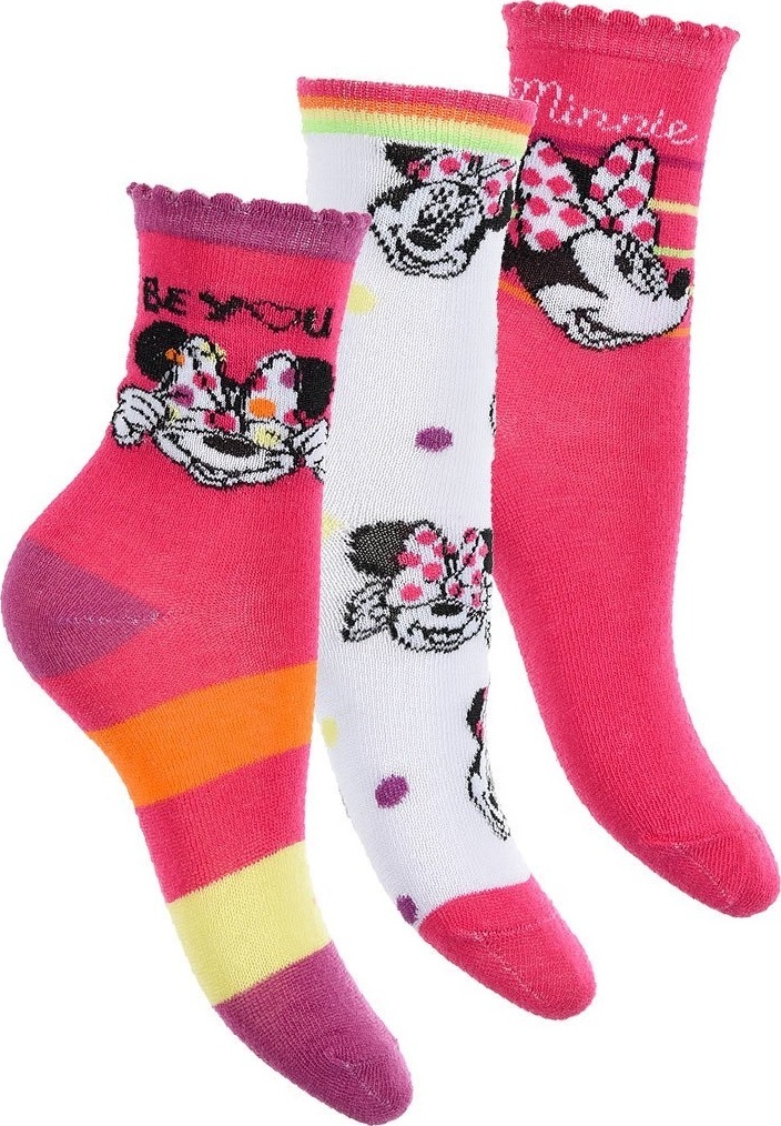 3-PACK DISNEY MINNIE MOUSE RŮŽOVÉ DÍVČÍ PONOŽKY Velikost: 23/26