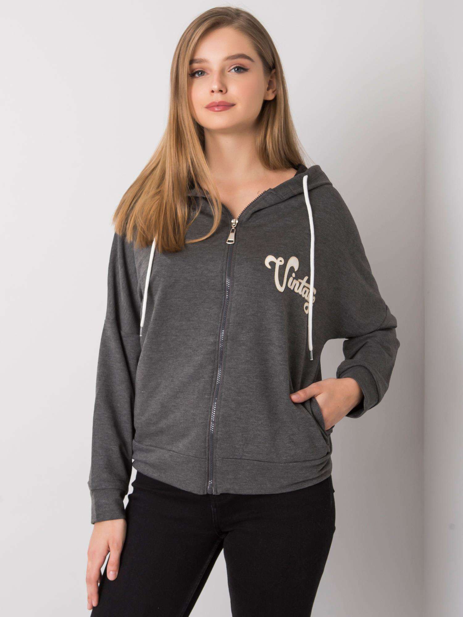 TMAVĚ ŠEDÁ MIKINA NA ZIP -FA-BL-7239.23X-DARK GREY Velikost: ONE SIZE