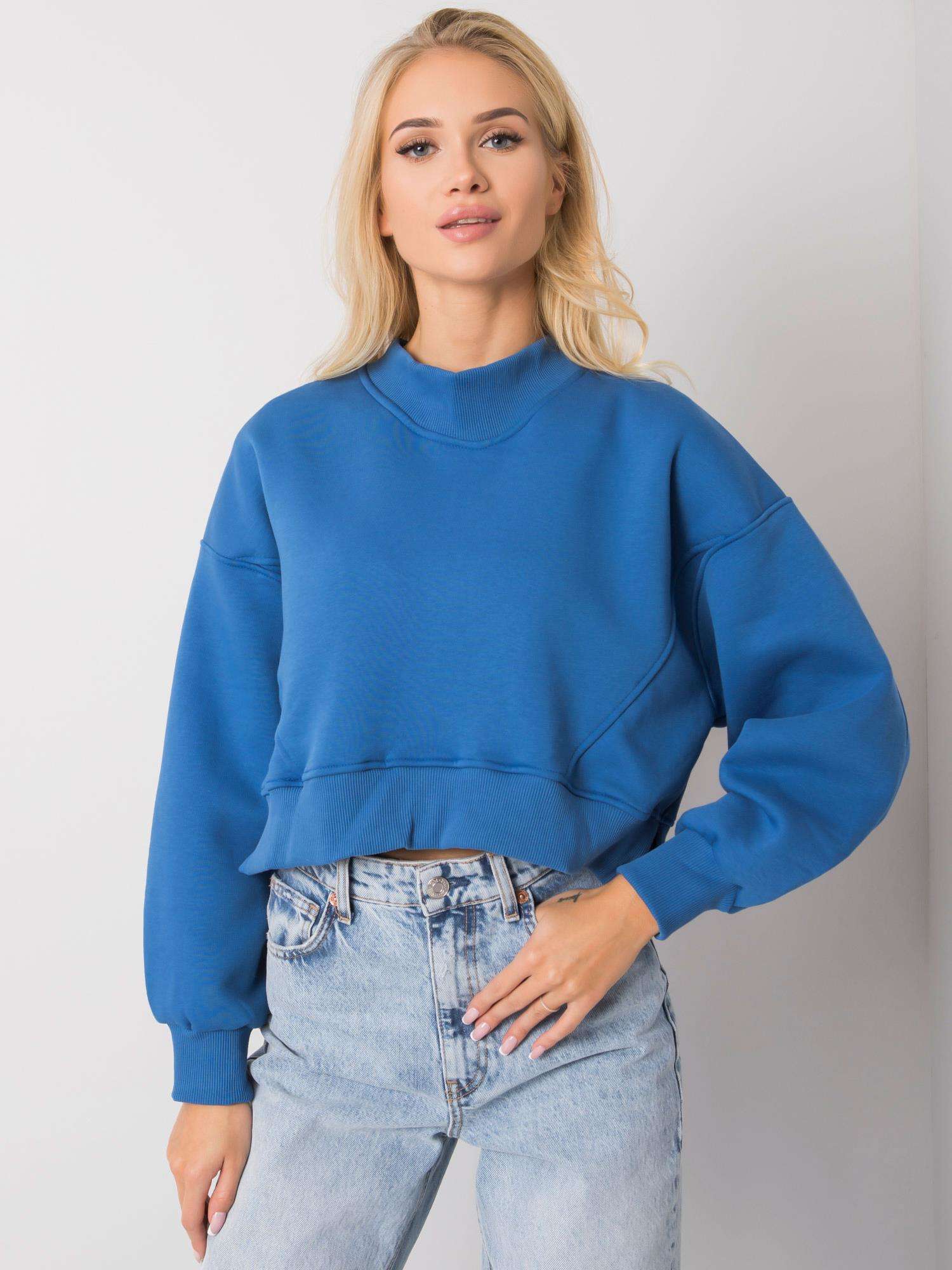 TMAVĚ MODRÁ DÁMSKÁ CROP MIKINA RV-BL-6992.69-DARK BLUE Velikost: S