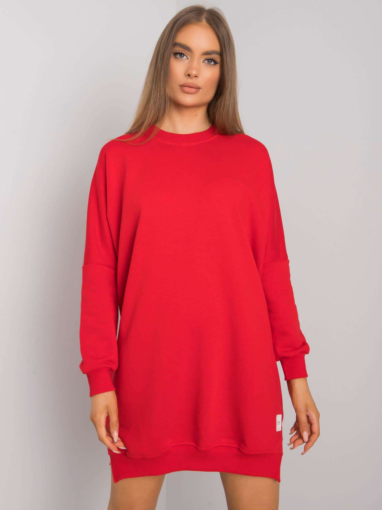 ČERVENÉ MIKINOVÉ OVERSIZE ŠATY RV-SK-7216.95-RED Velikost: L/XL