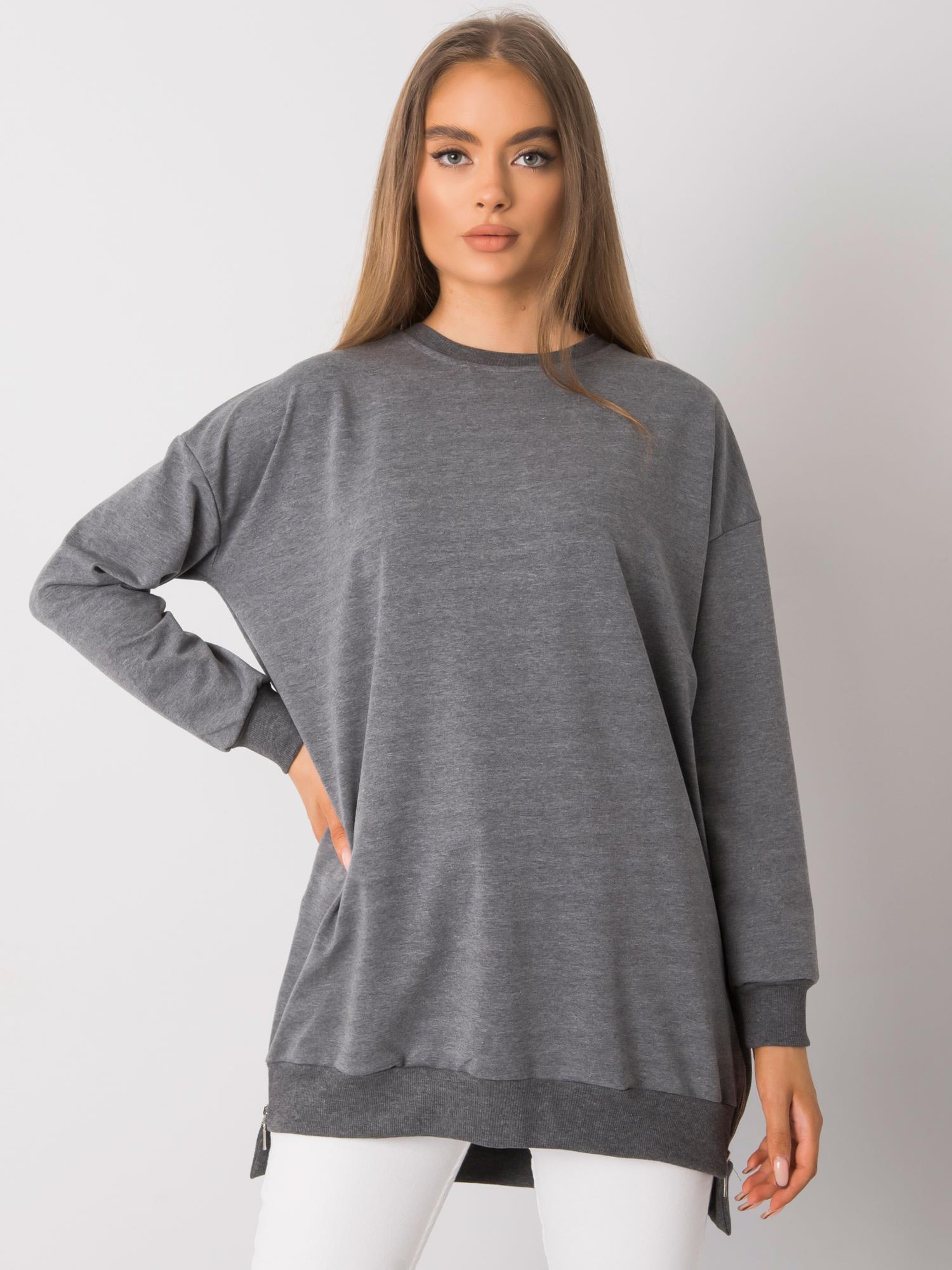 TMAVĚ ŠEDÁ DÁMSKÁ TUNIKA SE ZIPY RV-TU-7187.26-DARK GRAY Velikost: S/M