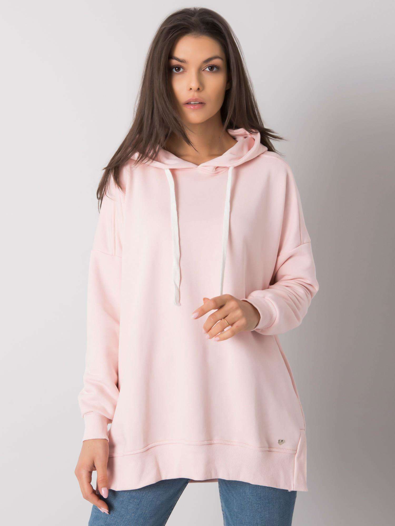 SVĚTLE RŮŽOVÁ DÁMSKÁ MIKINA S KAPUCÍ RV-BL-7190.38X-LIGHT PINK Velikost: S/M