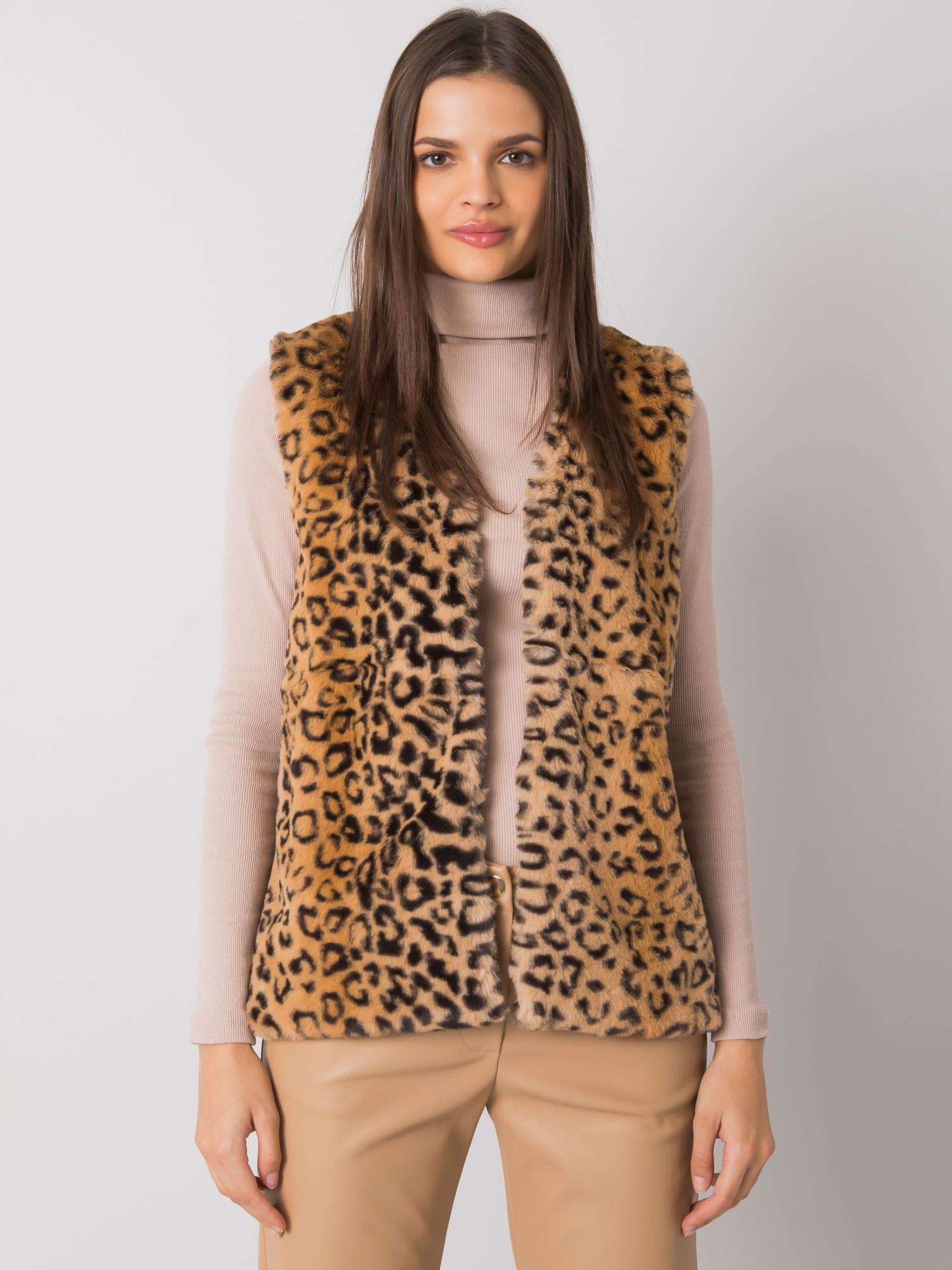 BÉŽOVÁ LEOPARDÍ DÁMSKÁ VESTA -YP-KZ-DT-031.23P-BEIGE Velikost: XL