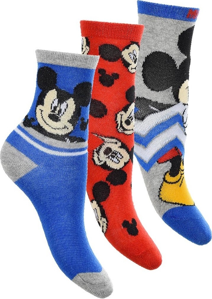 CHLAPECKÝ SET PONOŽEK MICKEY MOUSE - MODRÁ-ČERVENÁ-ŠEDÁ Velikost: 23/26