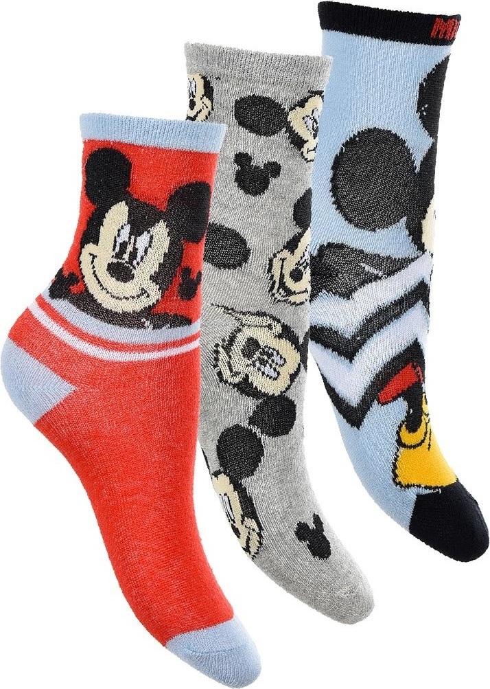 CHLAPECKÝ SET PONOŽEK MICKEY MOUSE - ČERVENÁ-ŠEDÁ-TYRKYSOVÁ Velikost: 23/26