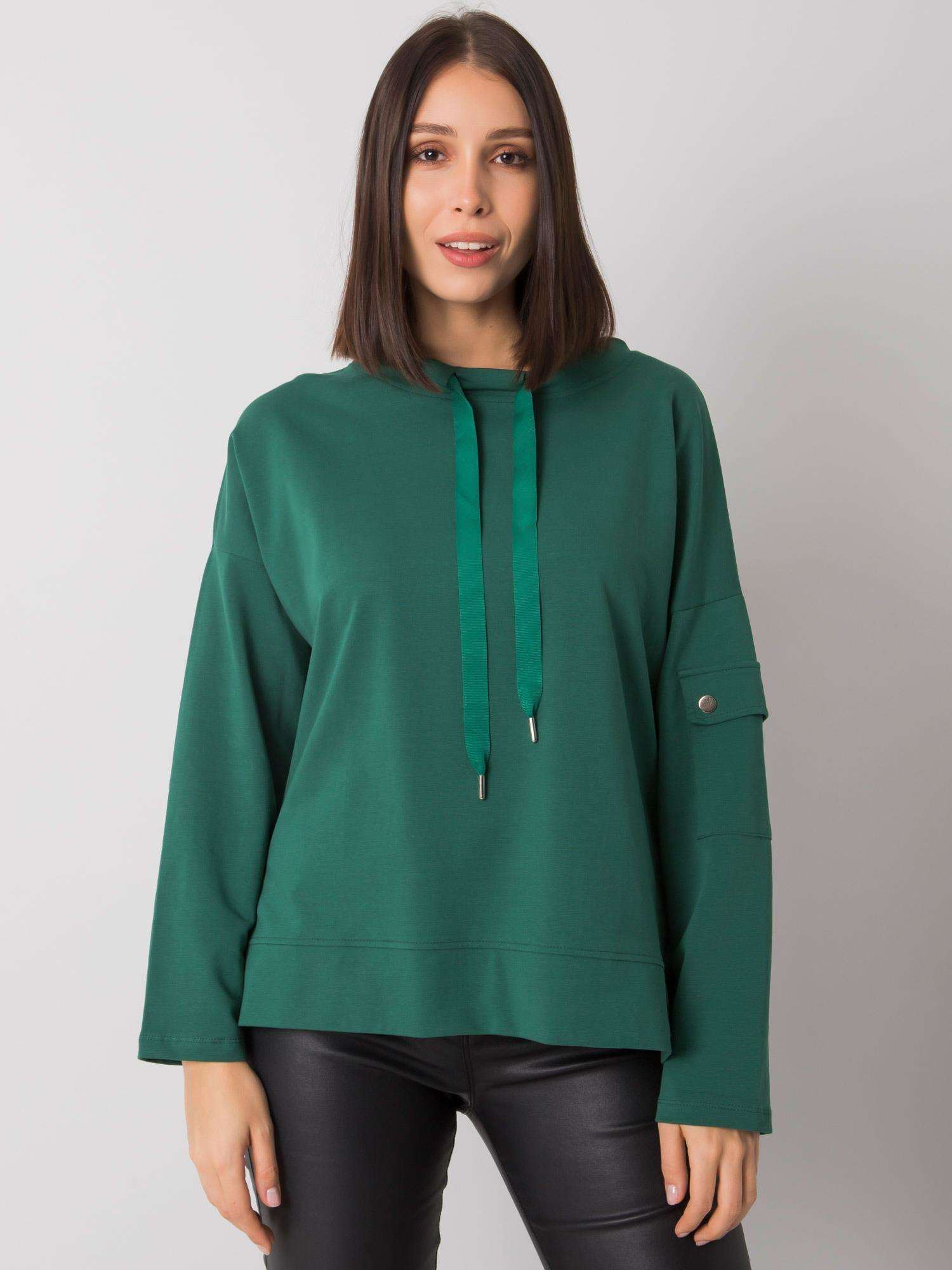 TMAVĚ ZELENÁ DÁMSKÁ MIKINA BEZ KAPUCE RV-BZ-7228.64-DARK GREEN Velikost: ONE SIZE