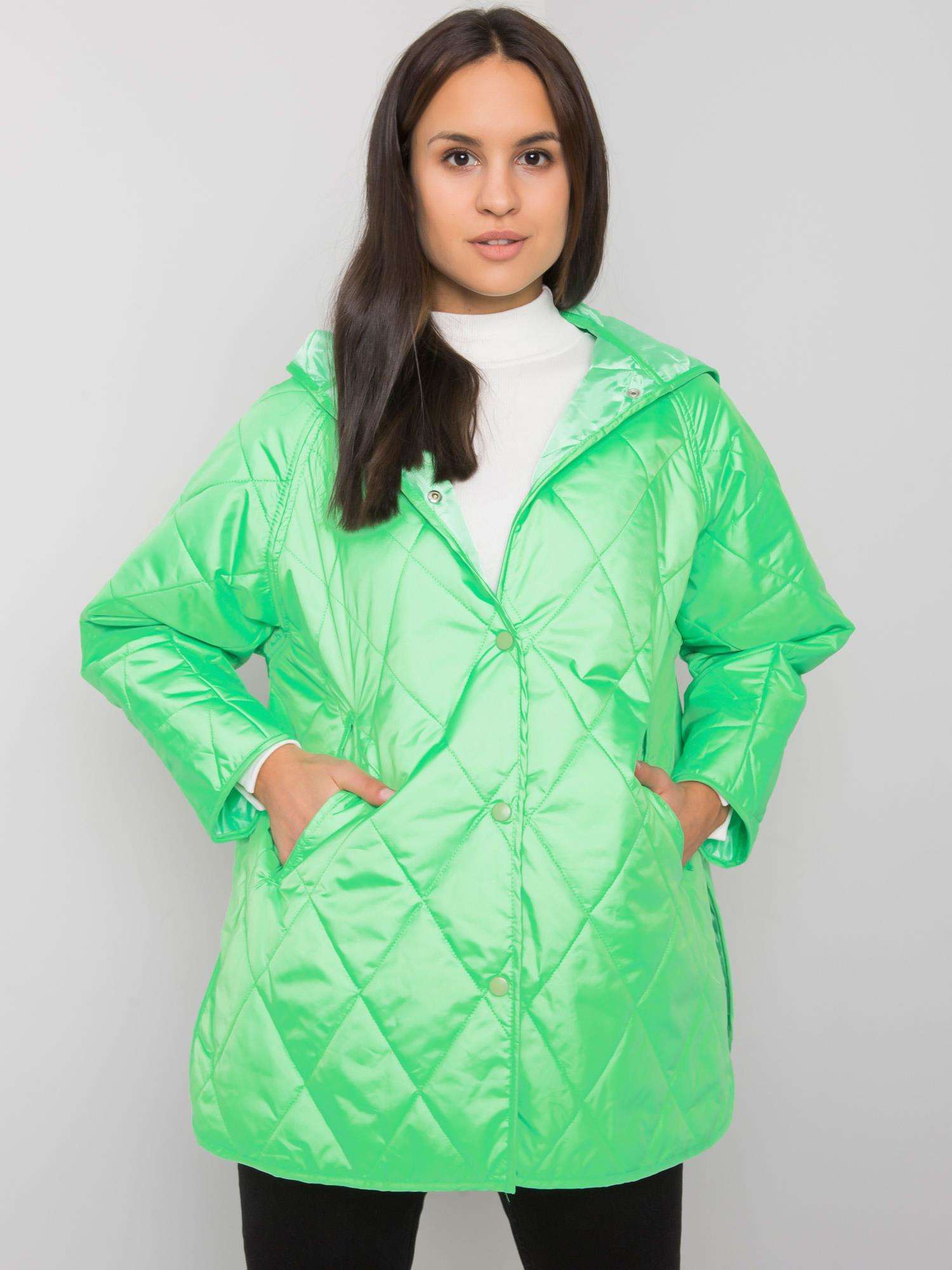 NEONOVĚ ZELENÁ DÁMSKÁ OVERSIZE PROŠÍVANÁ BUNDA MR-KR-8007.84-GREEN Velikost: L