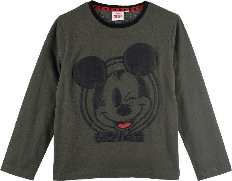 KHAKI CHLAPECKÉ TRIČKO S DLOUHÝM RUKÁVEM MICKEY MOUSE Velikost: 98