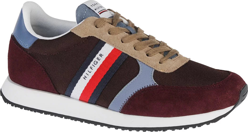 VÍNOVÉ PÁNSKÉ TENISKY TOMMY HILFIGER RUNNER LO COLOR MIX FM0FM03815-GR8 Velikost: 41