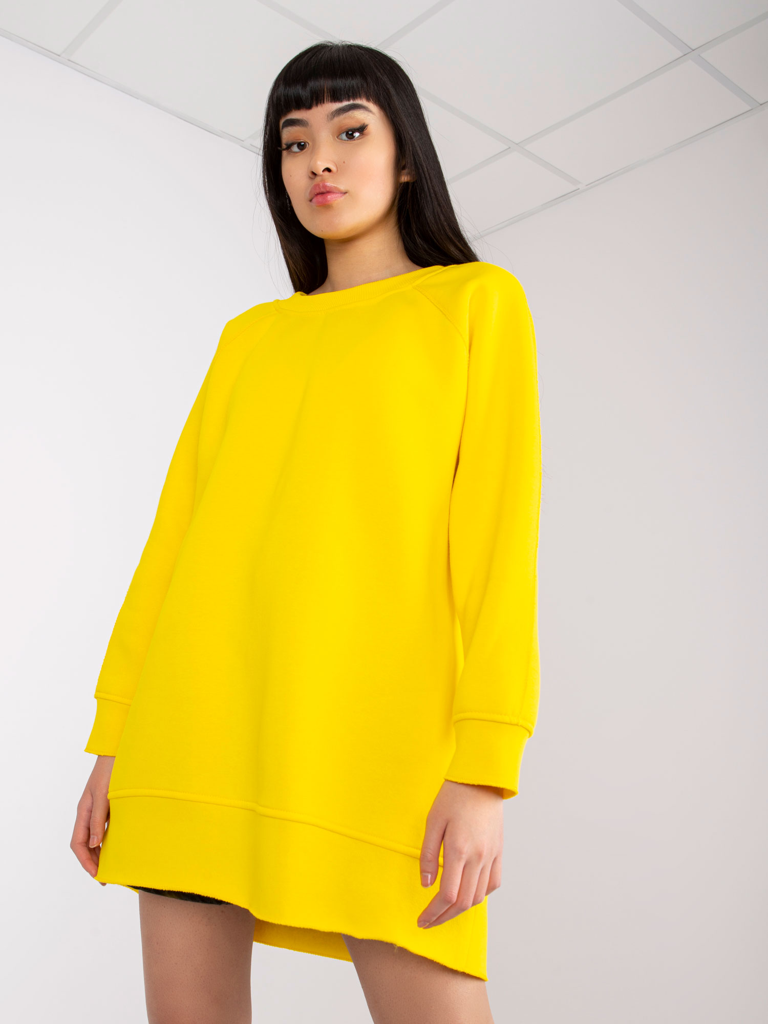 ŽLUTÁ BAVLNĚNÁ OVERSIZE MIKINA MANACOR EM-BL-711.05-YELLOW Velikost: L/XL