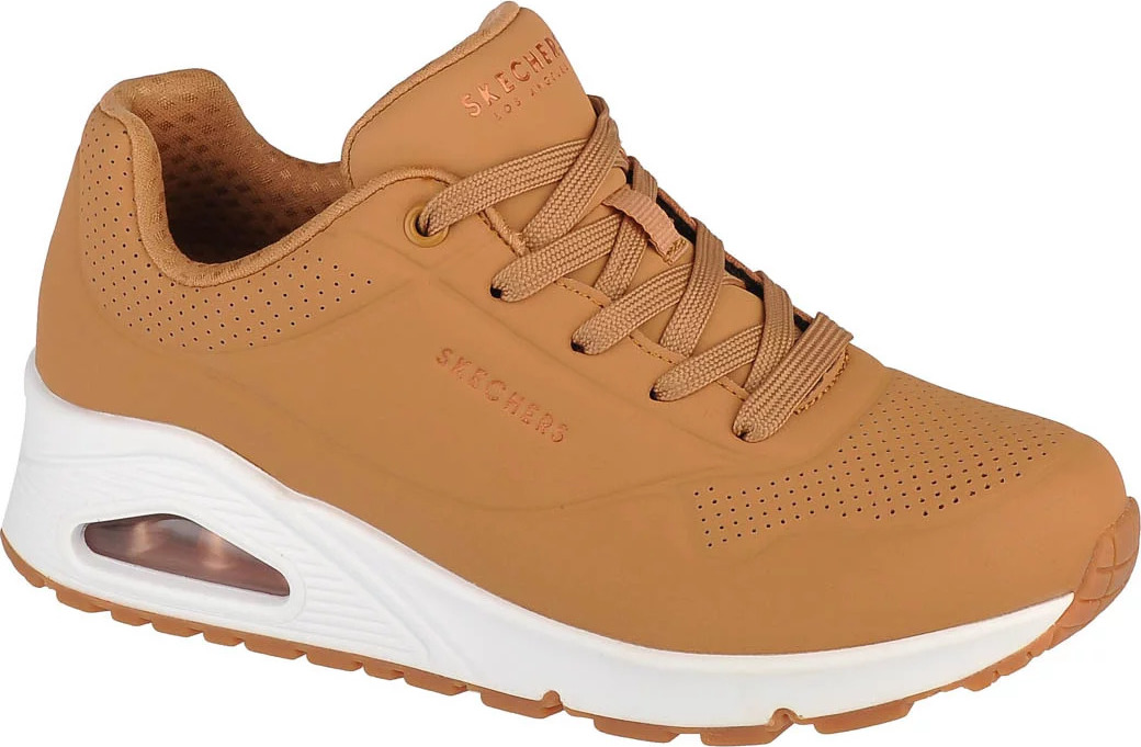 HOŘČICOVÉ DÁMSKÉ TENISKY SKECHERS UNO-STAND ON AIR 73690-TAN Velikost: 38.5