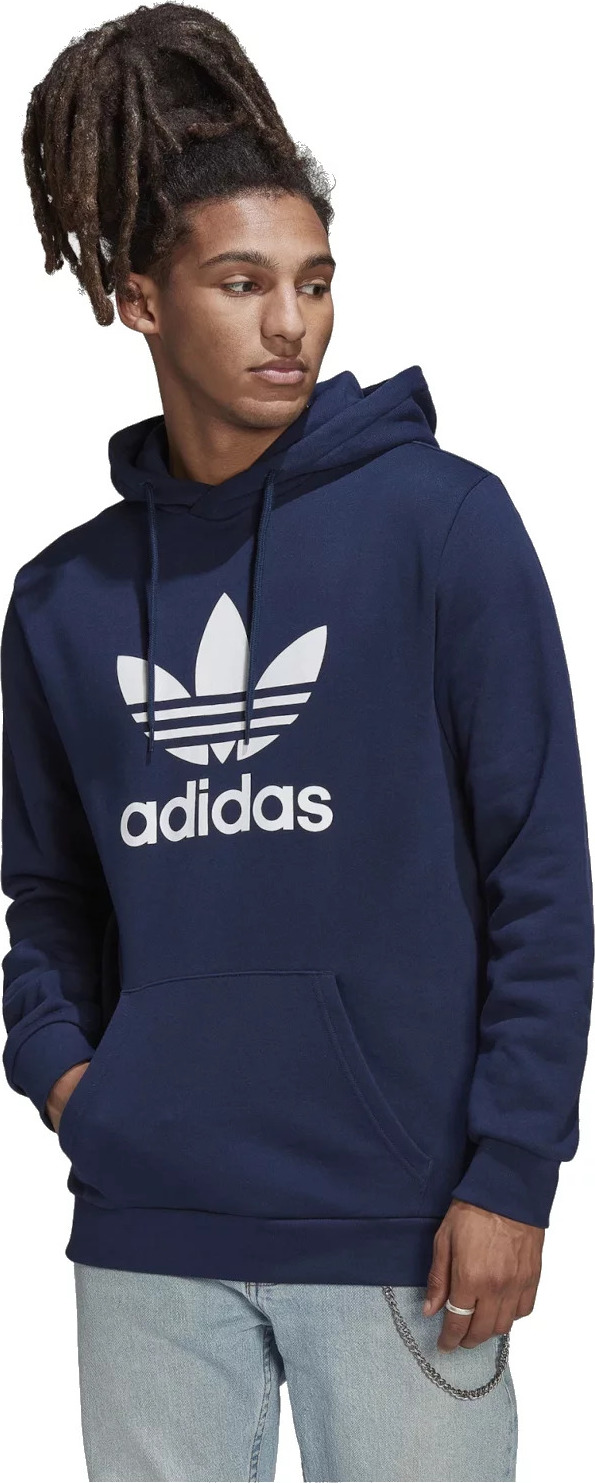 MODRÁ PÁNSKÁ MIKINA ADIDAS ADICOLOR CLASSICS TREFOIL HOODIE HK5298 Velikost: M