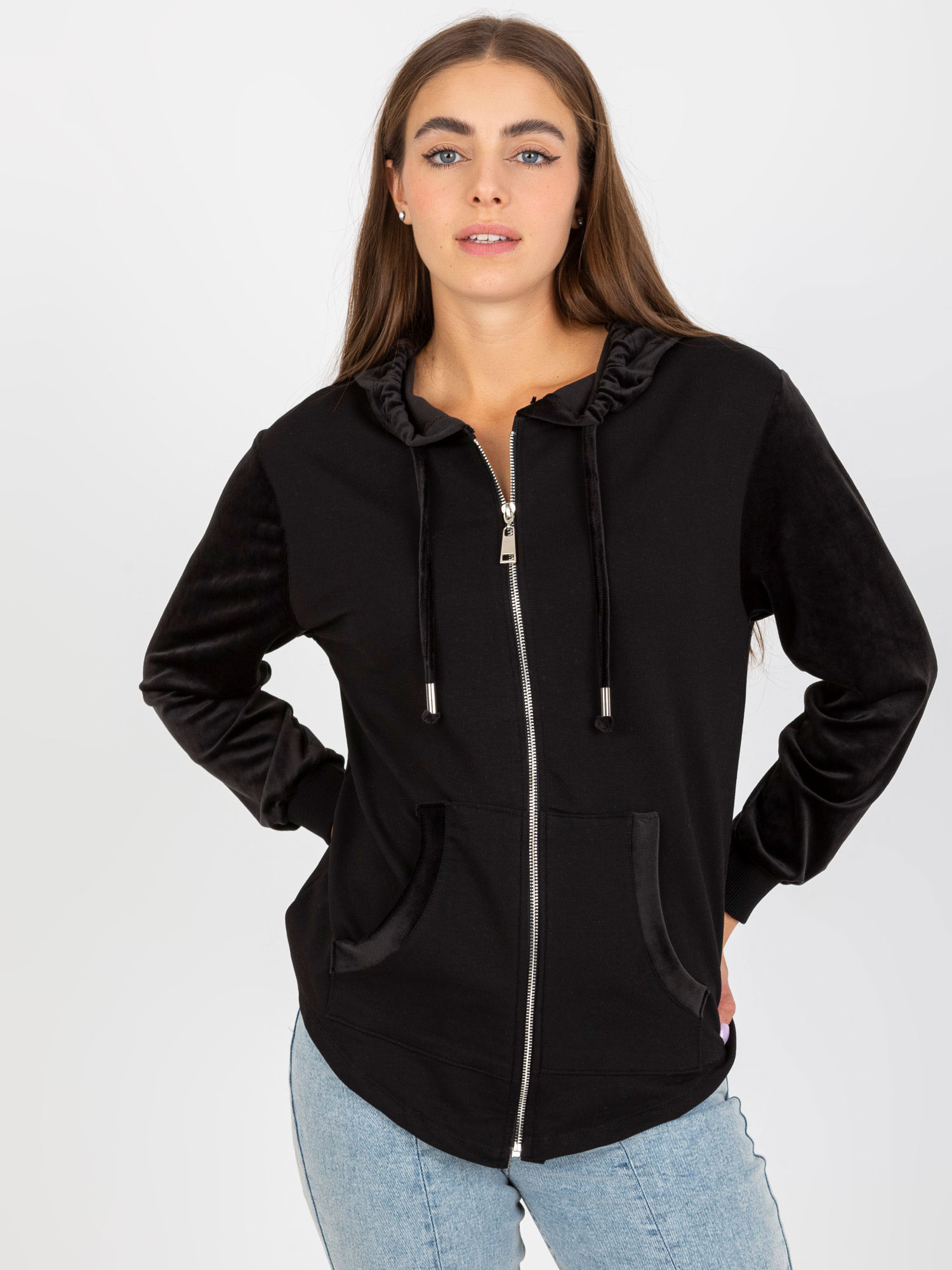 ČERNÁ MIKINA NA ZIP FA-BL-8066.79-BLACK Velikost: ONE SIZE