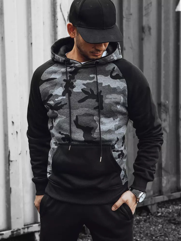 ŠEDO-ČERNÁ CAMO MIKINA BX5486 Velikost: 2XL