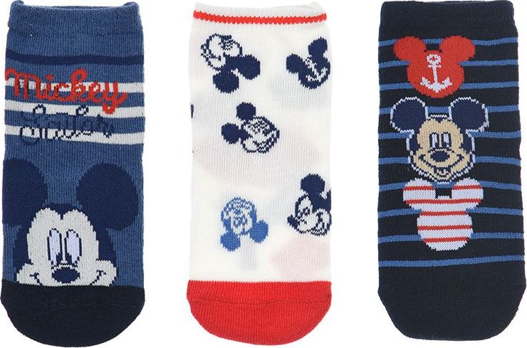 TROJBALENÍ PONOŽEK PRO MIMINKA MICKEY MOUSE - MODRÁ/BÍLÁ/MODRÁ Velikost: 68/80