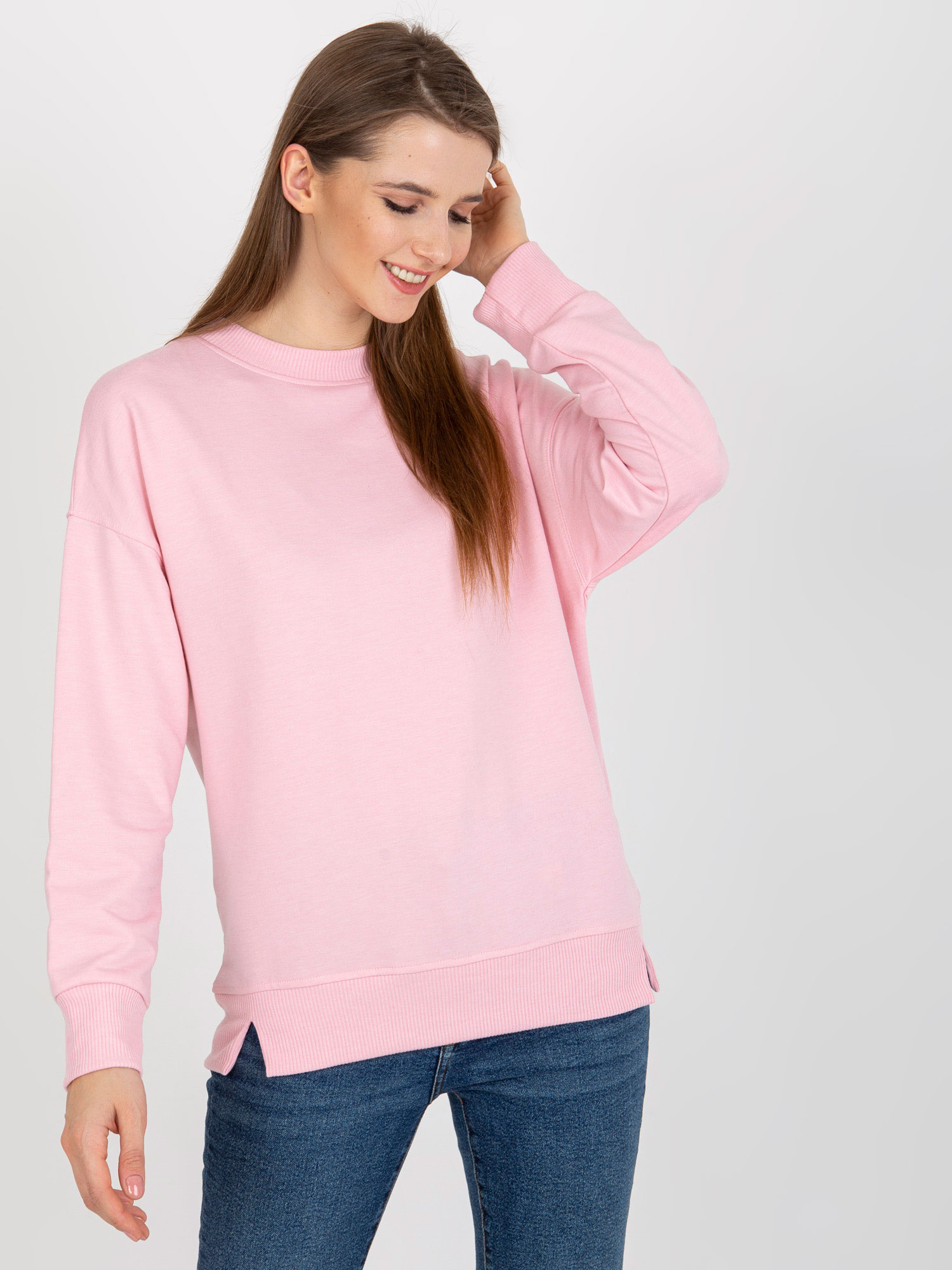 SVĚTLE RŮŽOVÁ MIKINA BEZ KAPUCE MA-BL-1809002-1.04P-LIGHT PINK Velikost: M