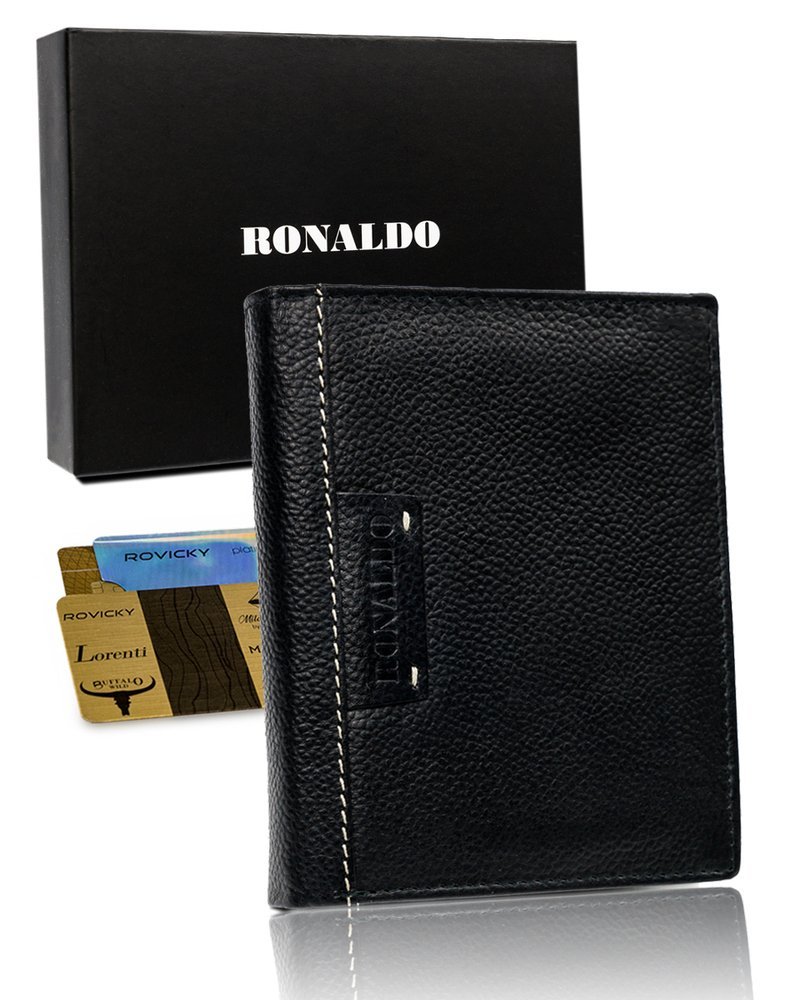 RONALDO ČERNÁ PENĚŽENKA Z KŮŽE K051 N4-TP-RON-1588 BLACK Velikost: ONE SIZE