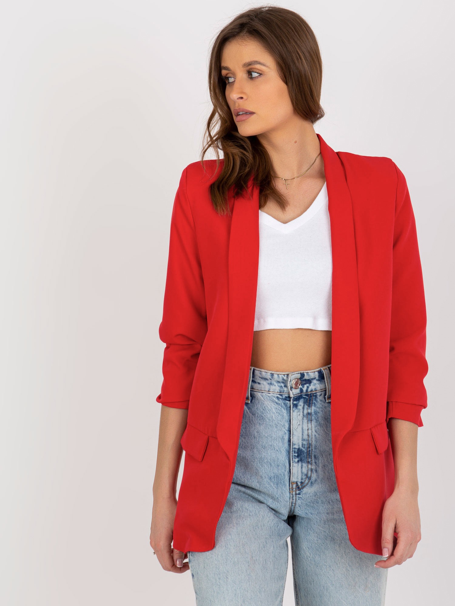 ČERVENÉ ELEGANTNÍ SAKO DHJ-MA-7684.15P-RED Velikost: XL