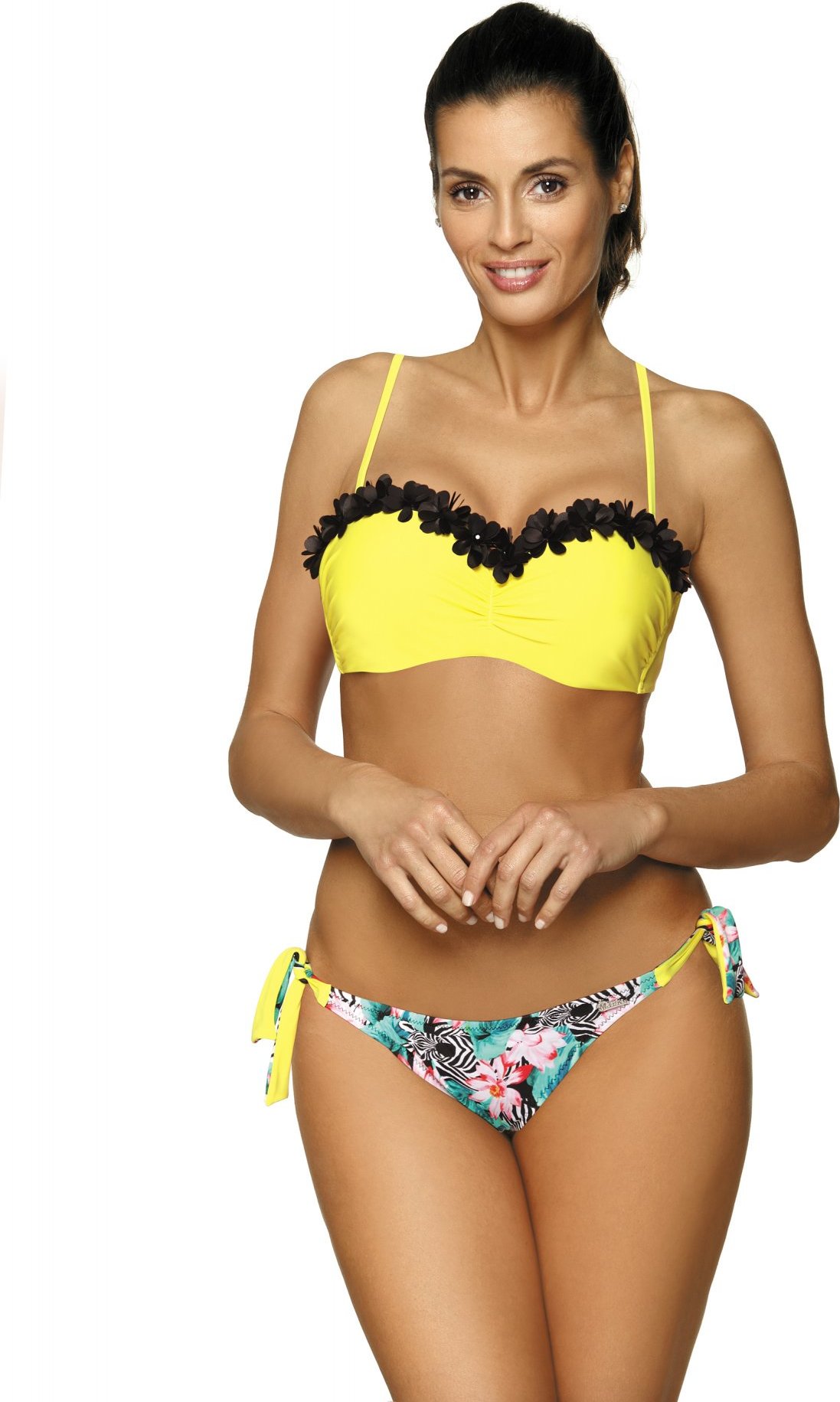 ŽLUTÉ BIKINY S KVĚTINOVÝM SPODKEM CLAUDIA PRIMULA M-452 (5) Velikost: XL