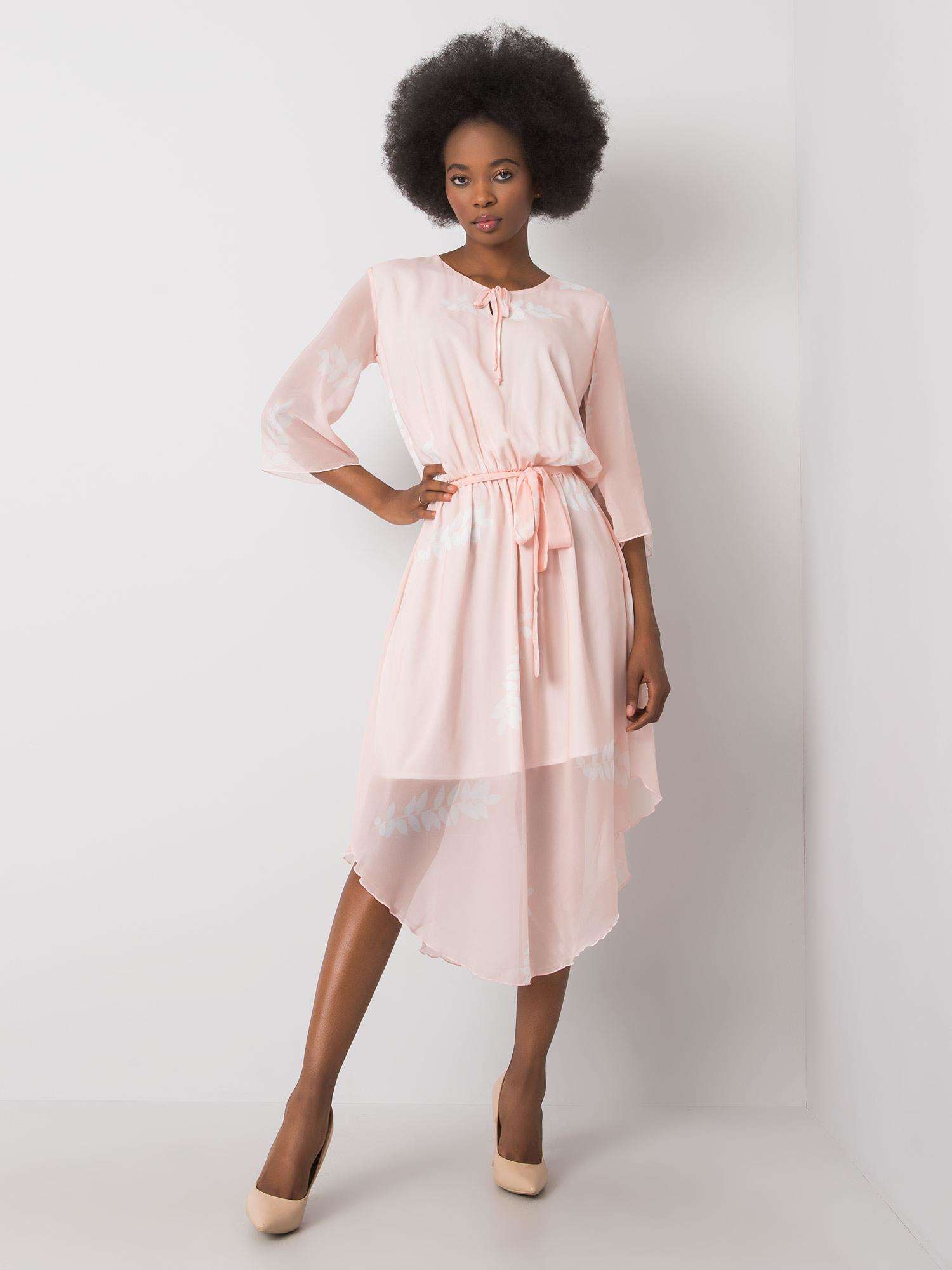 Pudrové dámské vzorované šaty LK-SK-508085.77P-pink Velikost: 40