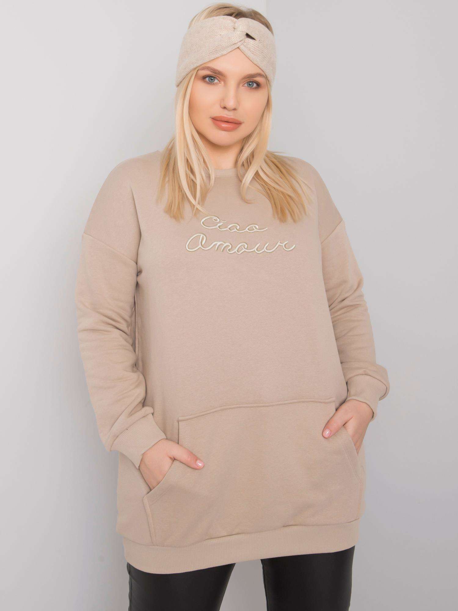 BÉŽOVÁ MIKINA S VÝŠIVKOU CIAO AMOUR BV-BL-7094.17P-BEIGE Veľkosť: ONE SIZE