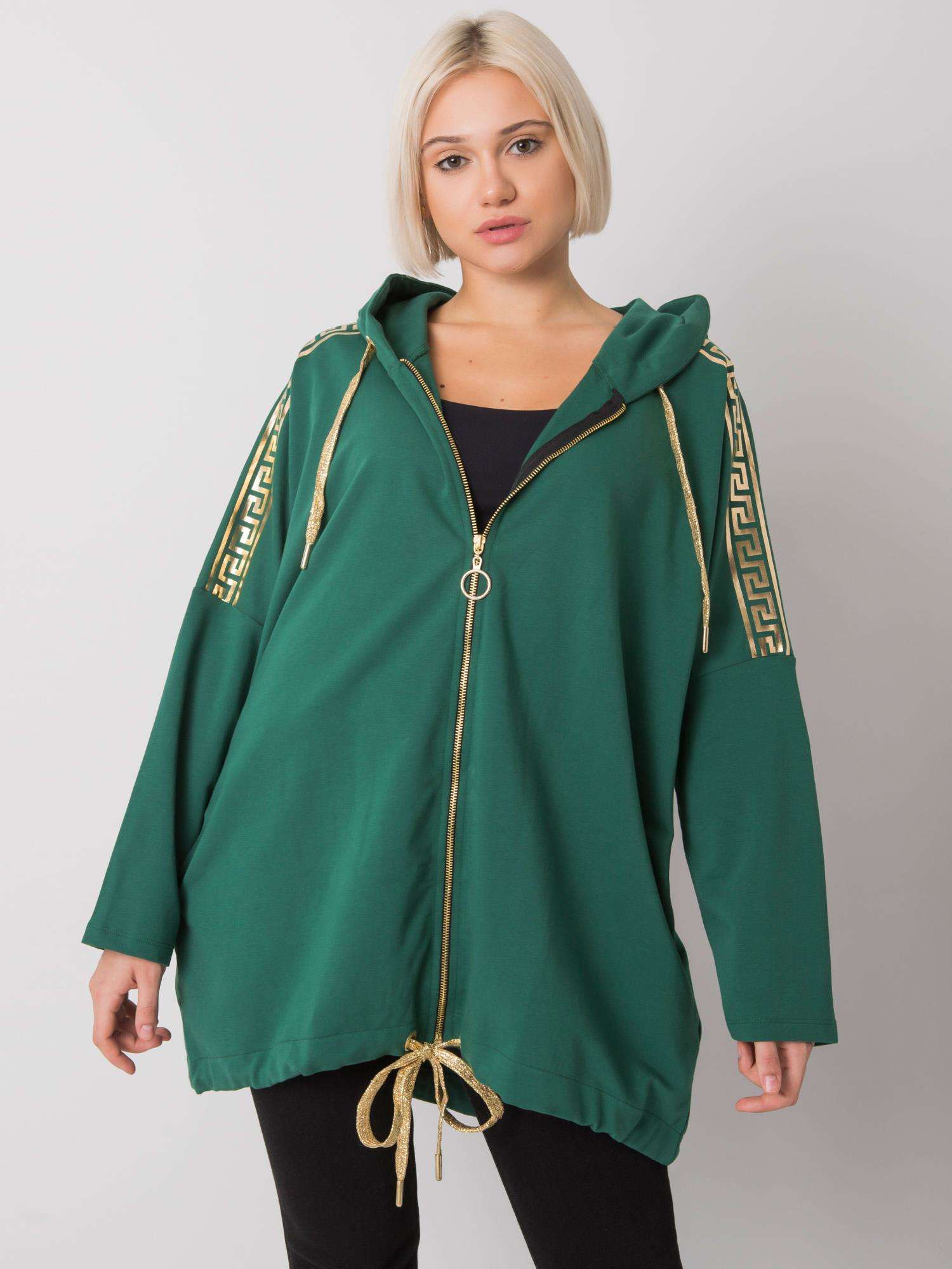 TMAVOZELENÁ DÁMSKA MIKINA NA ZIPS RV-BL-6781.08P-DARK GREEN Veľkosť: L/XL