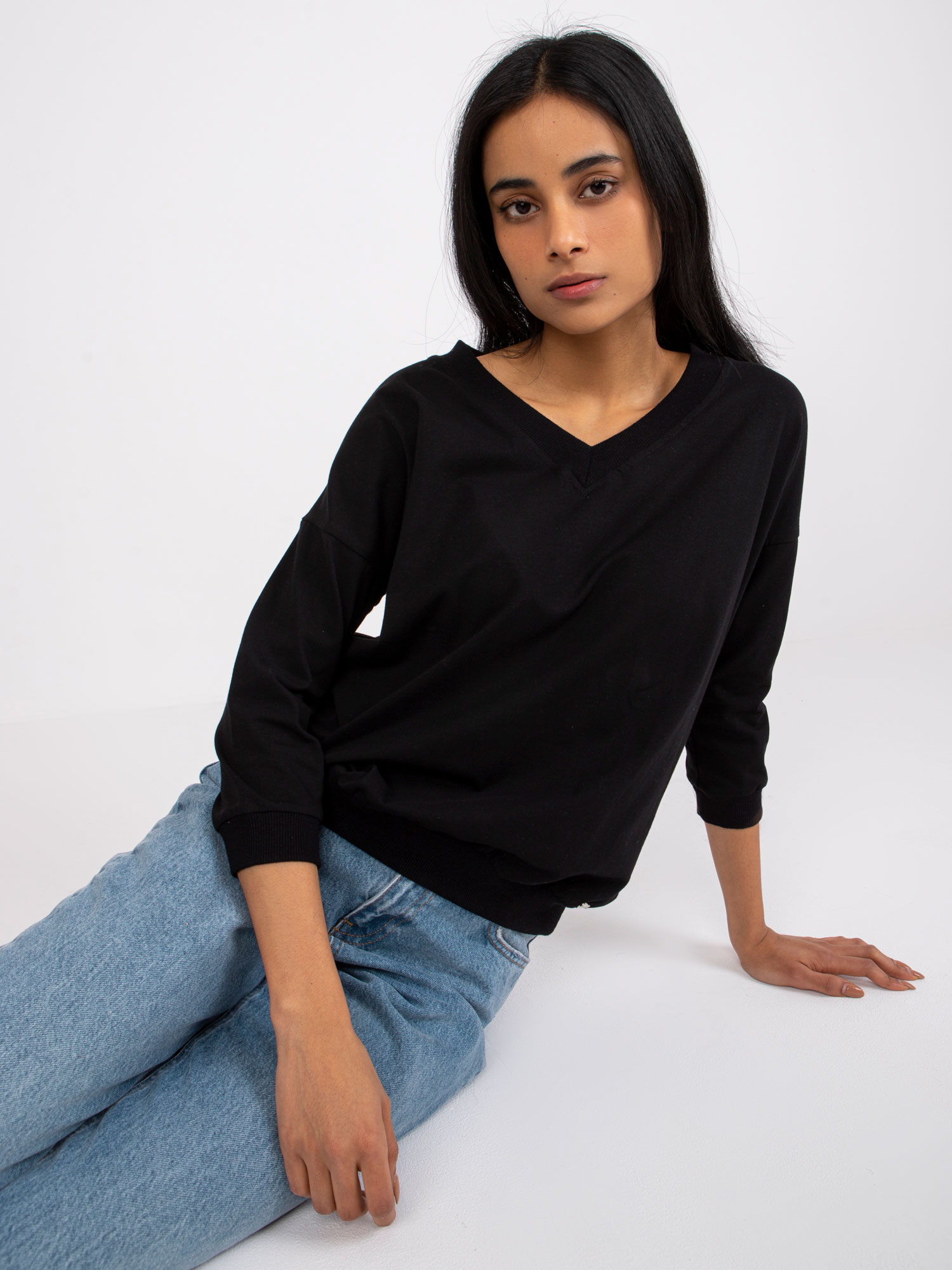 ČIERNA BASIC BLÚZKA OLIVIA RV-BZ-7542.41X-BLACK Veľkosť: S/M