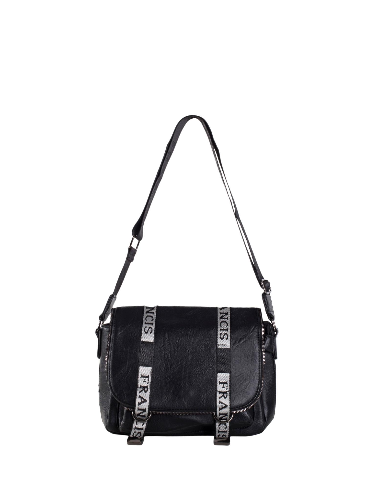 ČIERNA CROSSBODY KABELKA S DEKORATÍVNYMI PÁSMI OW-TR-F536-1-BLACK Veľkosť: ONE SIZE