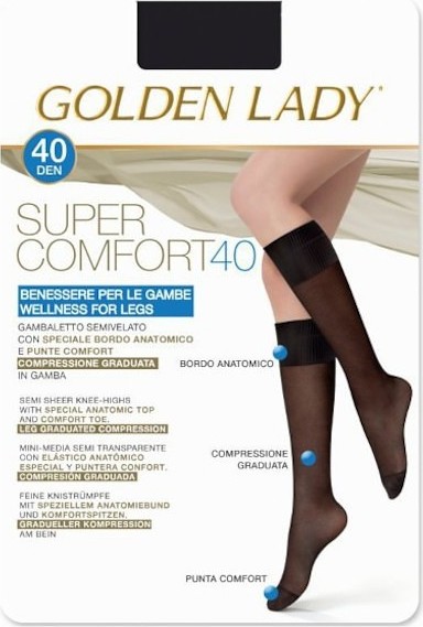 PODKOLIENKY GOLDEN LADY SUPER COMFORT 40 DEN Veľkosť: M/L, Barva: Černá