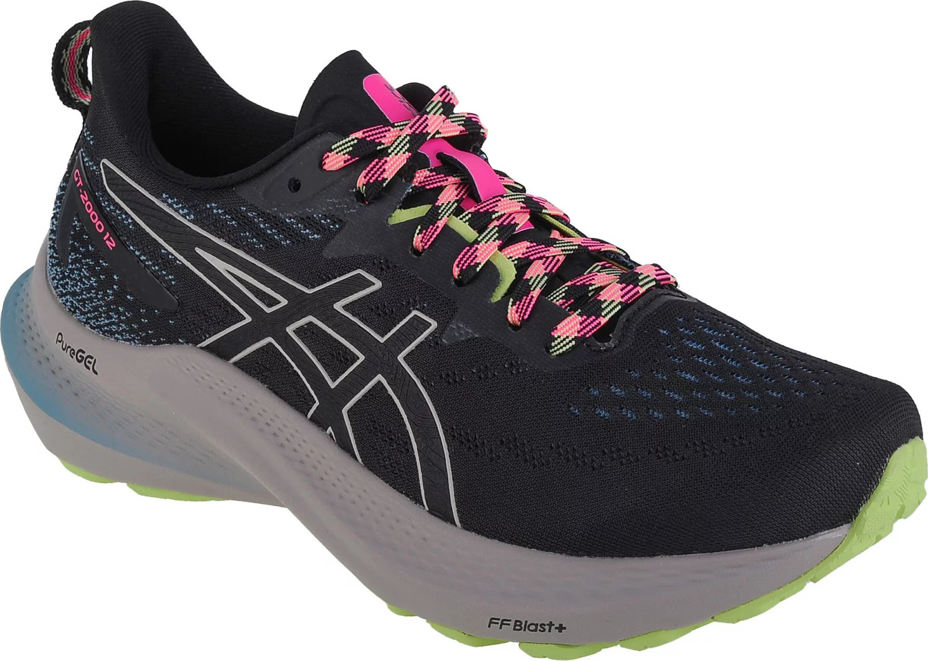 ČIERNE BEŽECKÉ TENISKY NA PLATFORME ASICS GT-2000 12 TR 1012B587-200 Veľkosť: 39