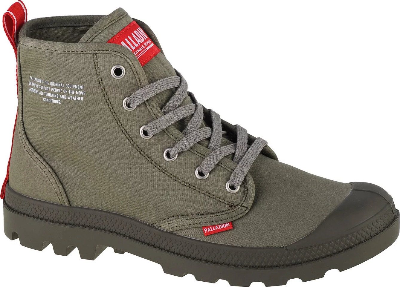 KHAKI ČLENKOVÉ PLÁTENÉ TENISKY PALLADIUM PAMPA HI DARE 76258-325-M Veľkosť: 45