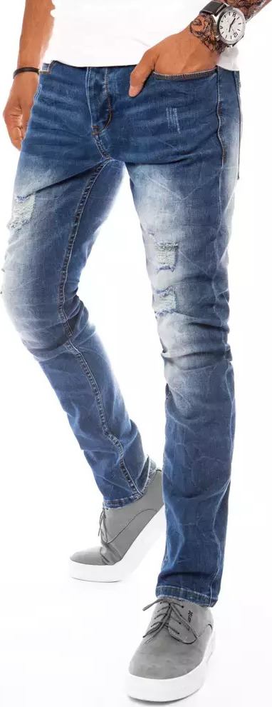 Modré dierované džínsy s presvetlením UX3821 Veľkosť: 33