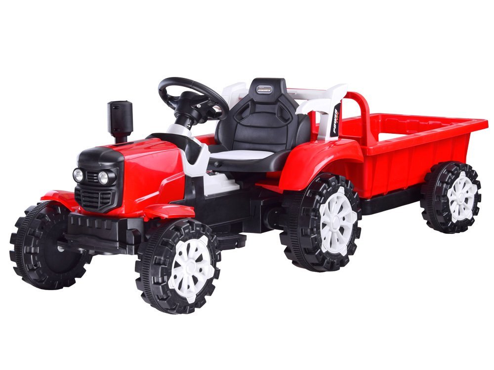 mamido  Dětský elektrický traktor s přívěsem červený
