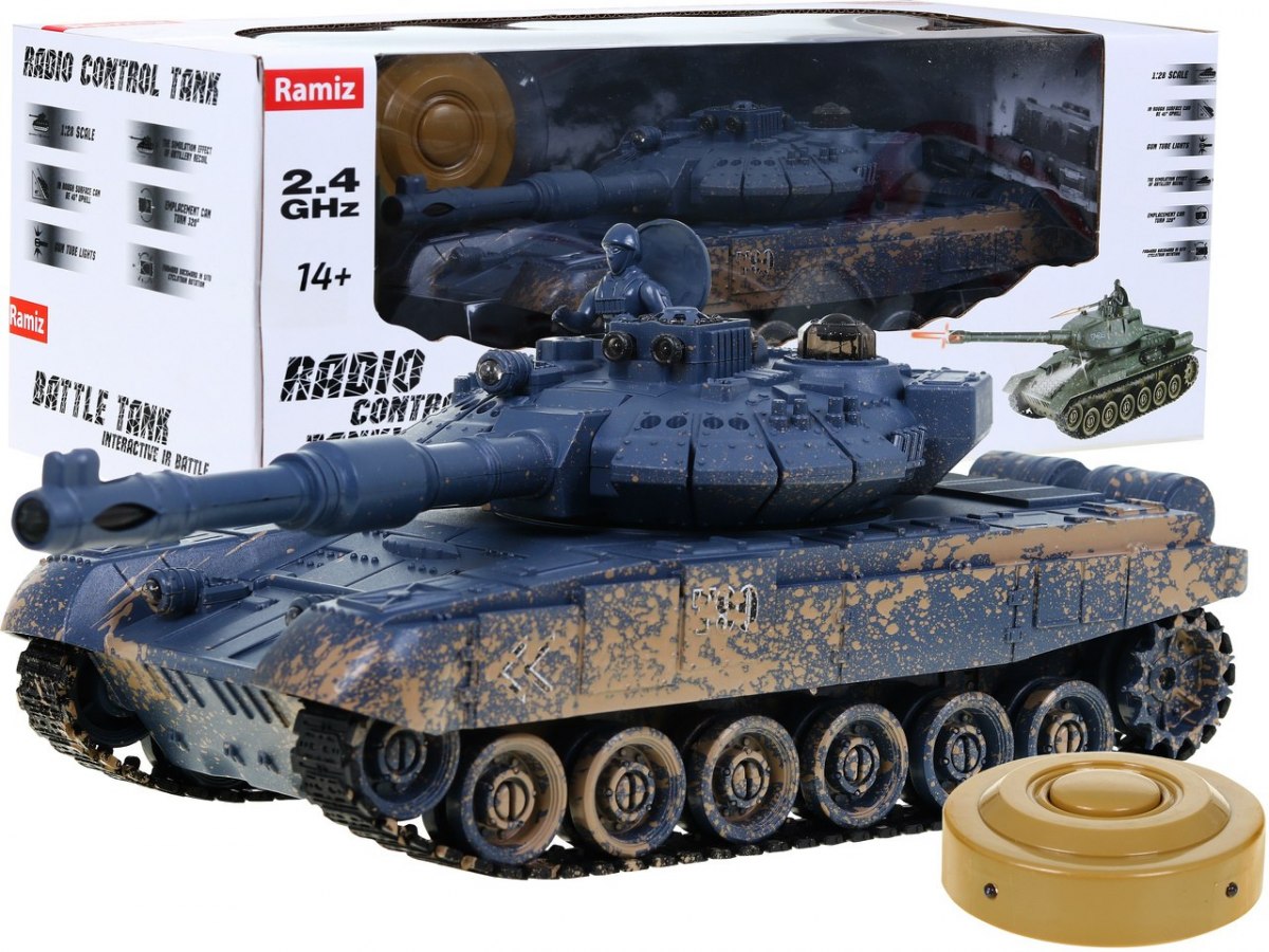 mamido  Tank na dálkové ovládání T-90 RC 1:28 modrý RC