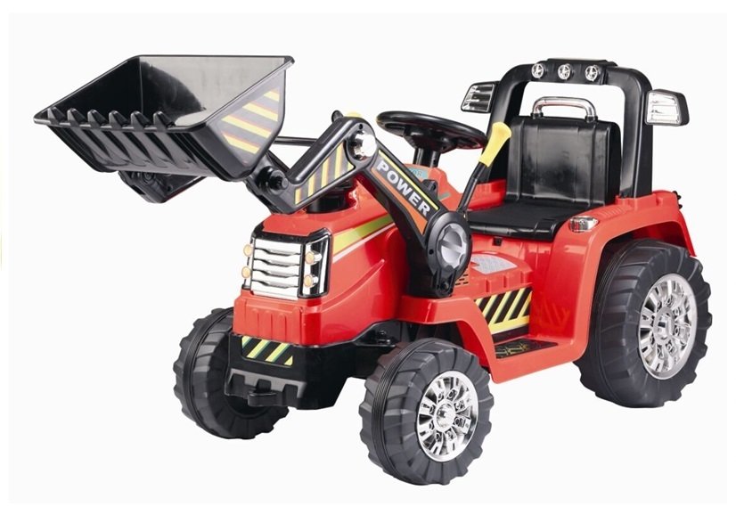 mamido  Dětský elektrický traktor Power s radlicí červený