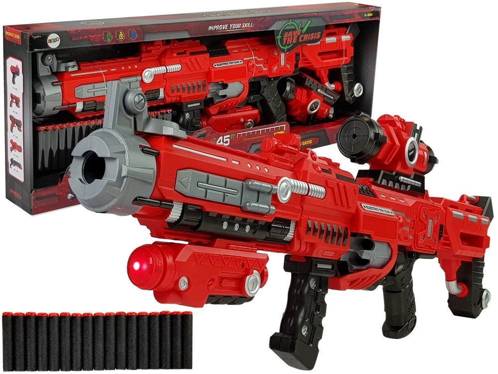 mamido  Dětská pistole na pěnové náboje s laserem červená