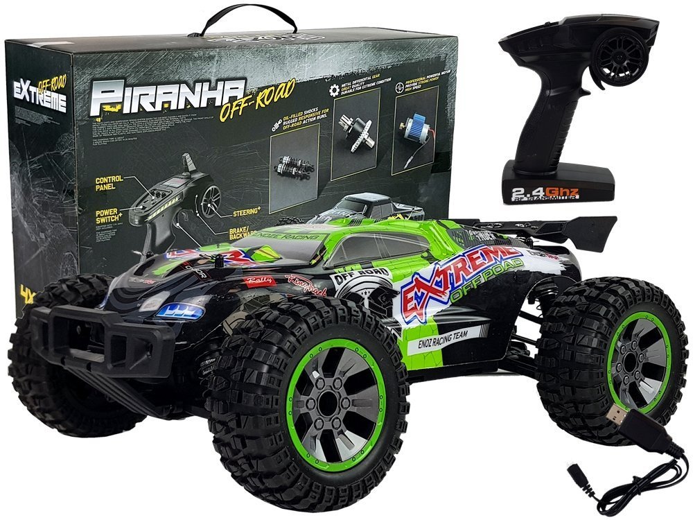 mamido  Auto na dálkové ovládání RC 4x4 1:10 Piranha 40 km/h zelené RC