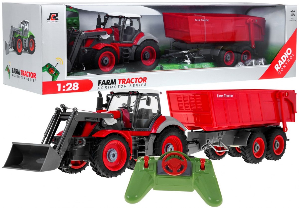 mamido  Traktor s vlečkou na dálkové ovládání RC červený RC