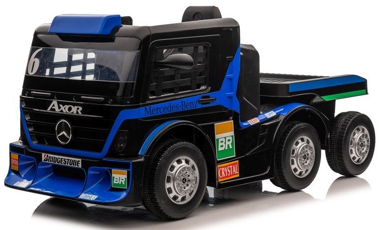 mamido  Dětský elektrický kamion Mercedes Axor LCD MP4 s návěsem modrý