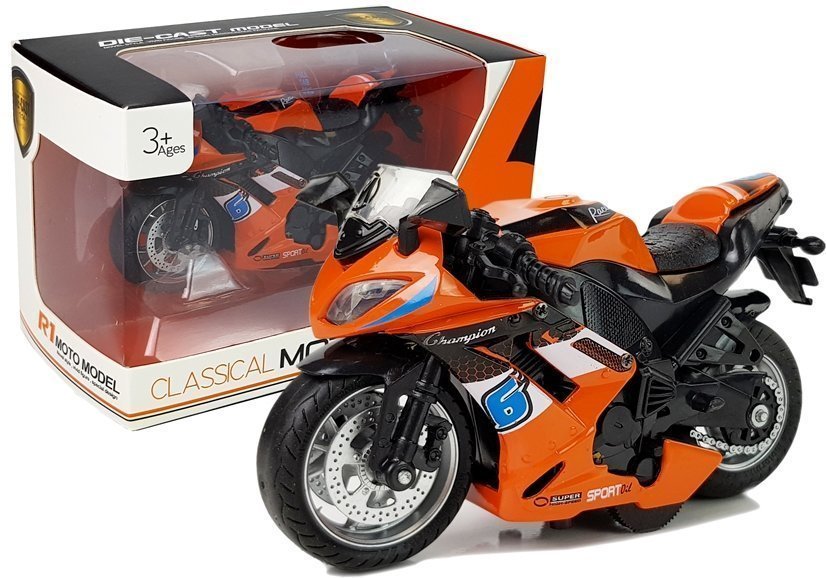 mamido  Sportovní motorka s třecím pohonem 1:14 oranžová