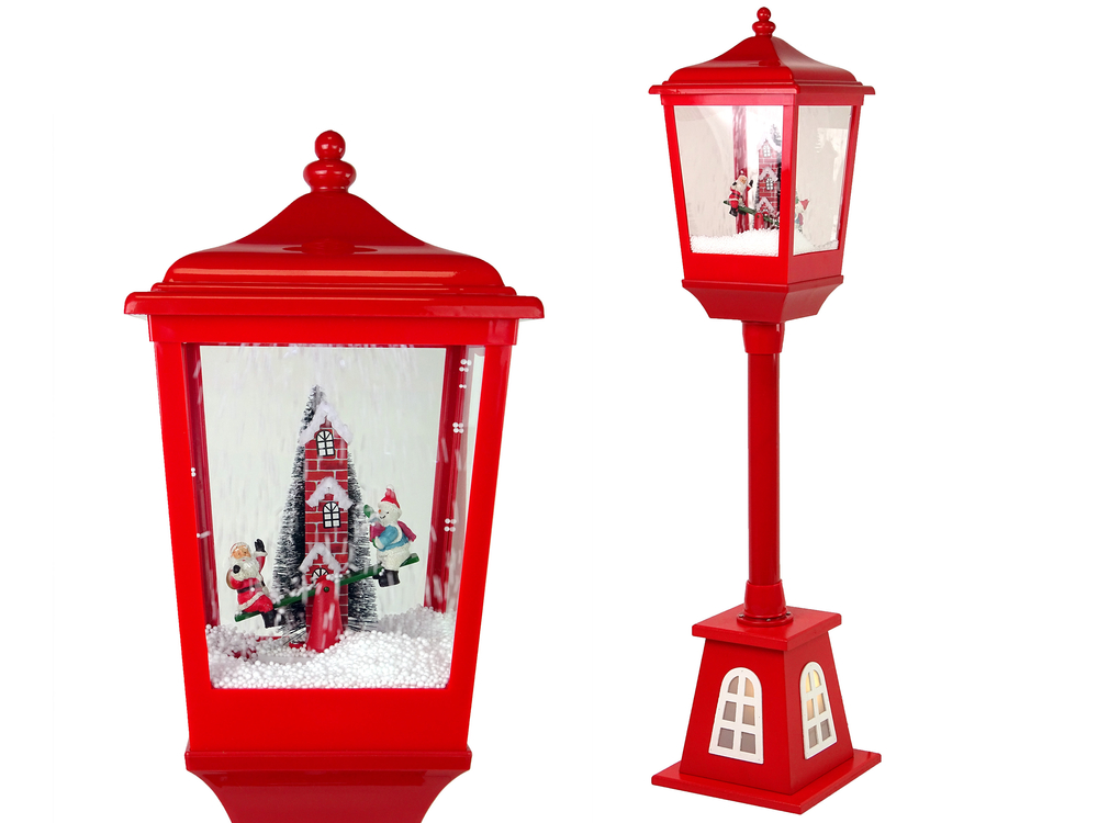 mamido  Vánoční dekorace lucerna červená Santa Claus a sněhulák