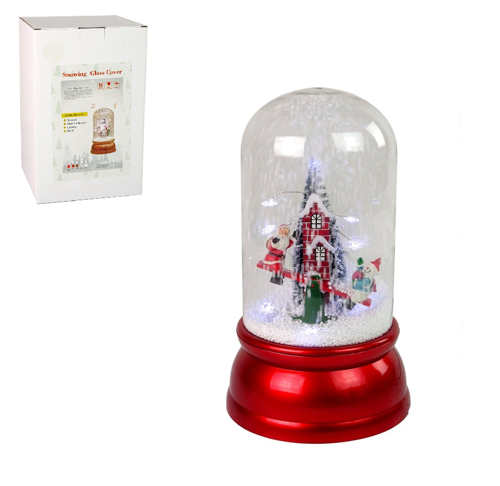 mamido  Vánoční dekorace svítící sněžítko se Santa Clausem červená