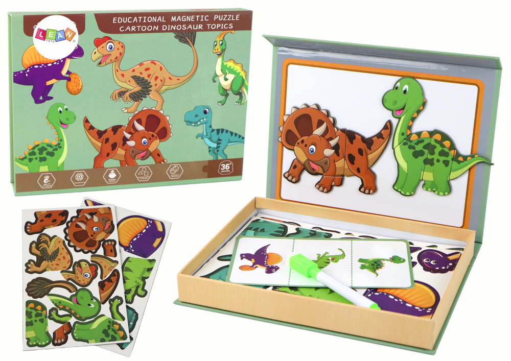 mamido  Vzdělávací sada magnetické puzzle s motivy dinosaurů