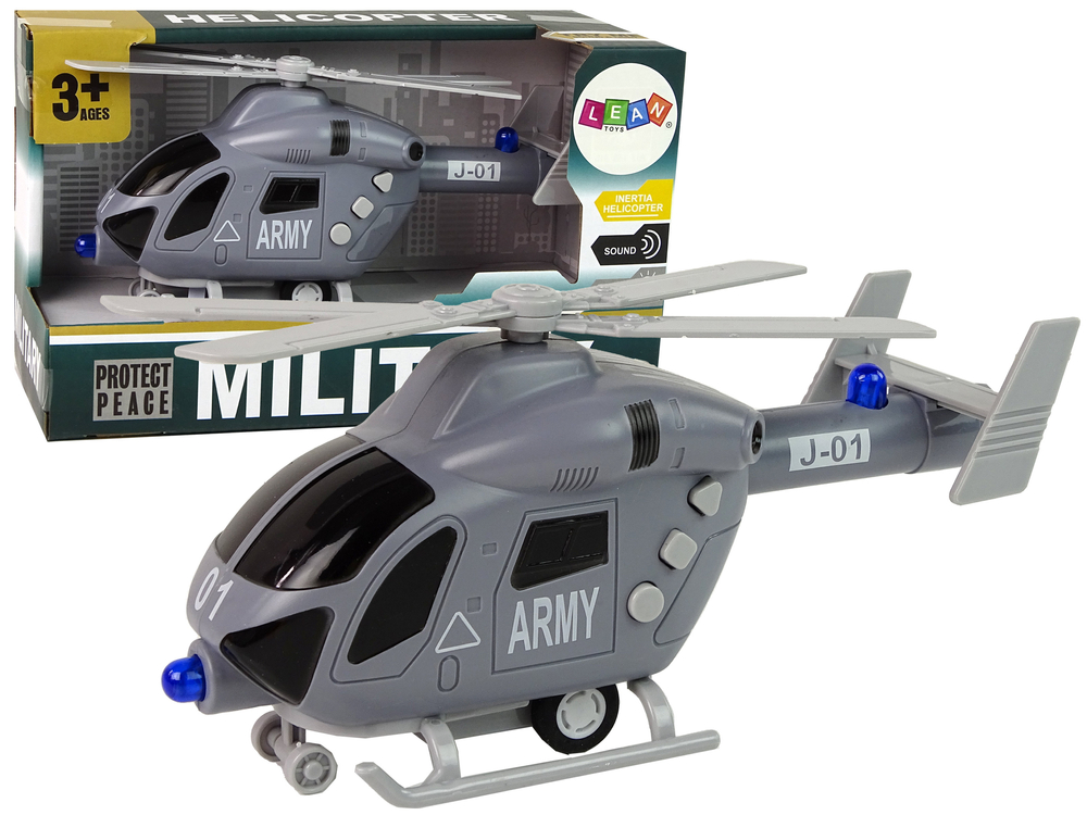 mamido  Vojenský helikoptér s efekty šedý