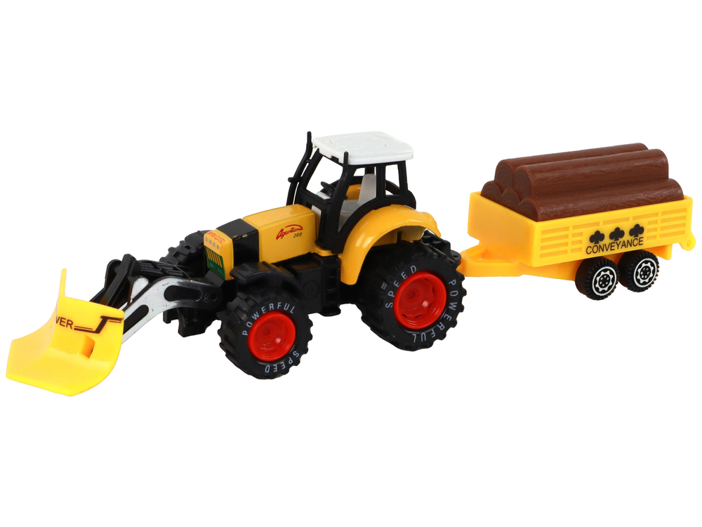 mamido  Traktor s přívěsem na dřevo žlutý