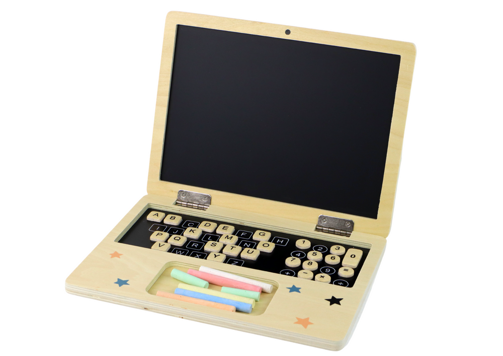 mamido  Dřevěná tabule Laptop s křídami