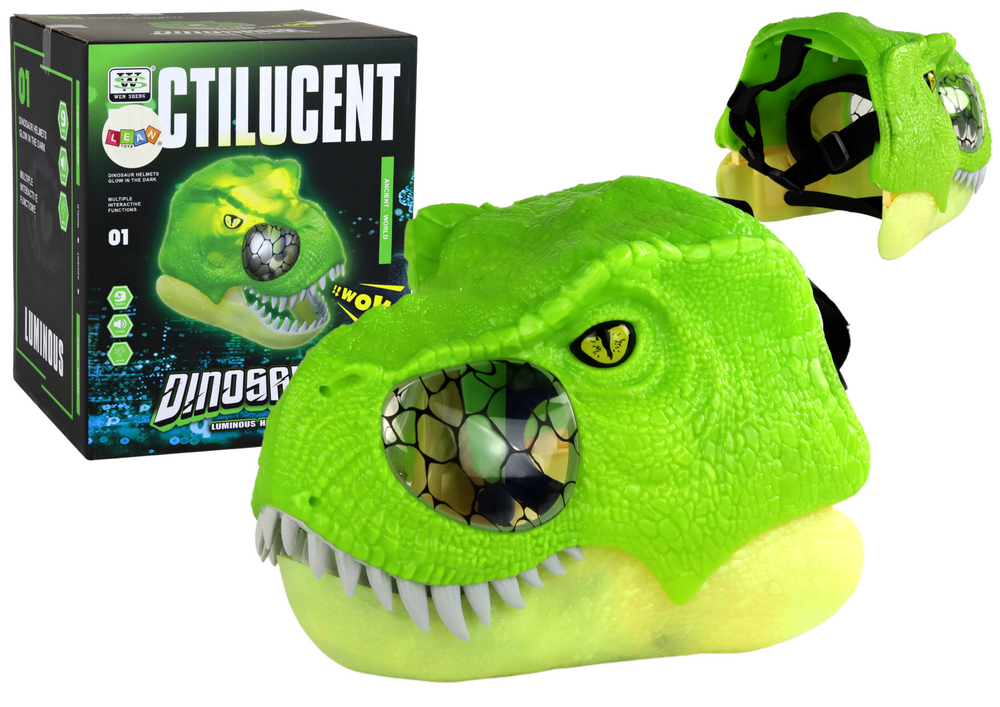 mamido  Dinosauří maska s efekty zelená