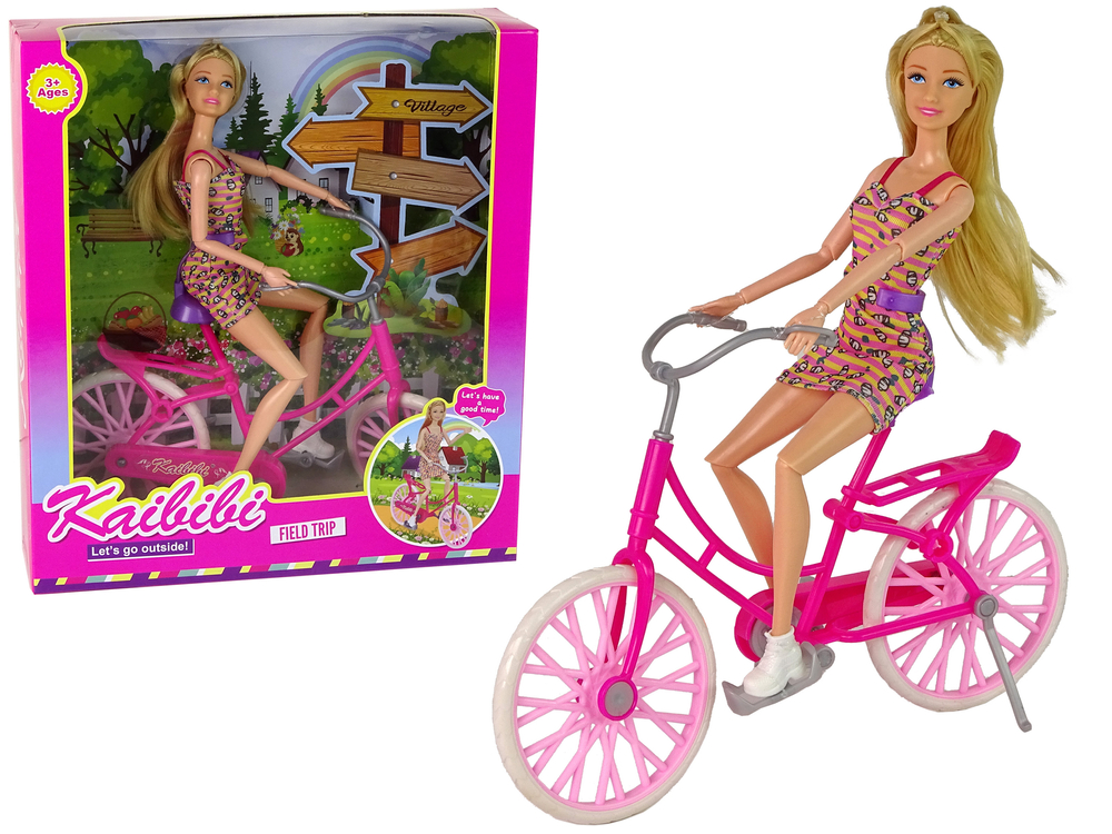 mamido Ružová bábika na bicykli