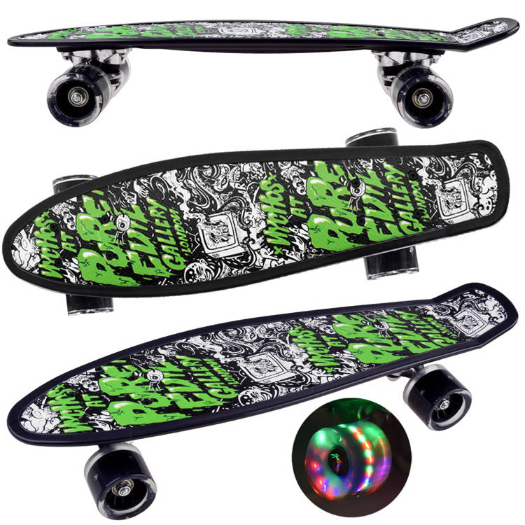 mamido Skateboard Fiszka 55 cm s LED svetelnými kolesami