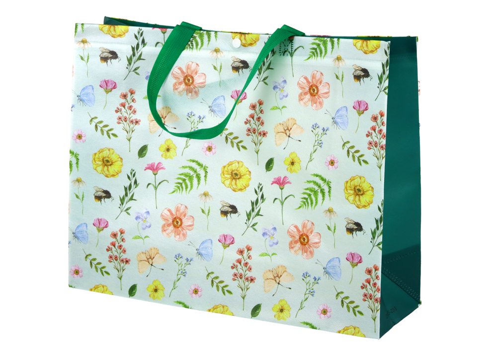 mamido Darčeková taška Kvety Zelená 44,5 cm x 35,5 cm x 15 cm